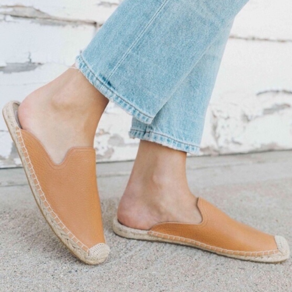 Soludos Tan Leather Espadrille Mules